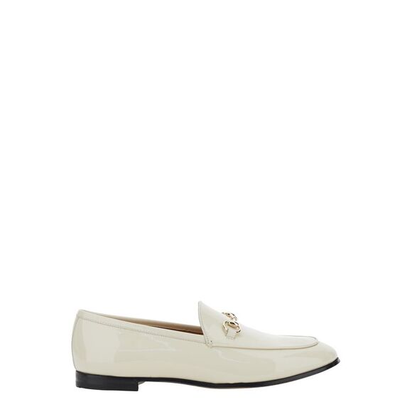 Gucci 'Jordan' White Loafers With Horsebit Detail In Patent Leather Woman